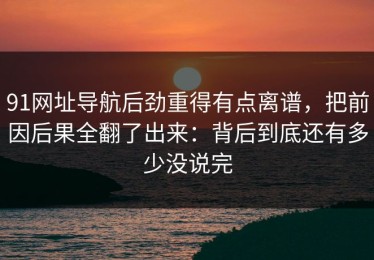 91网址导航后劲重得有点离谱，把前因后果全翻了出来：背后到底还有多少没说完