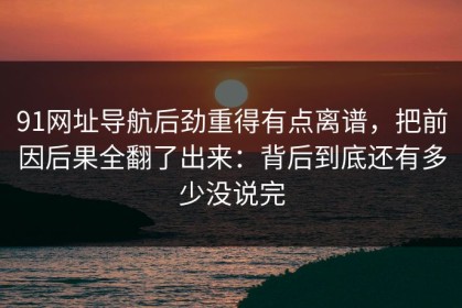 91网址导航后劲重得有点离谱，把前因后果全翻了出来：背后到底还有多少没说完