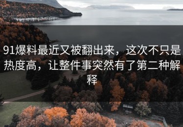 91爆料最近又被翻出来，这次不只是热度高，让整件事突然有了第二种解释