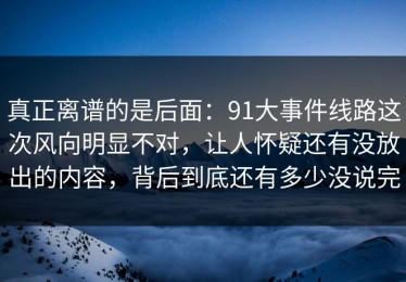 真正离谱的是后面：91大事件线路这次风向明显不对，让人怀疑还有没放出的内容，背后到底还有多少没说完
