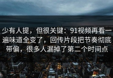 少有人提，但很关键：91视频再看一遍味道全变了，回传片段把节奏彻底带偏，很多人漏掉了第二个时间点