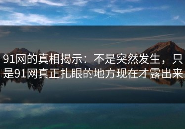 91网的真相揭示：不是突然发生，只是91网真正扎眼的地方现在才露出来
