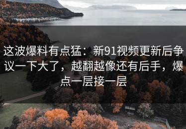 这波爆料有点猛：新91视频更新后争议一下大了，越翻越像还有后手，爆点一层接一层