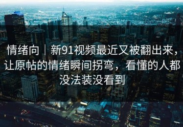 情绪向｜新91视频最近又被翻出来，让原帖的情绪瞬间拐弯，看懂的人都没法装没看到