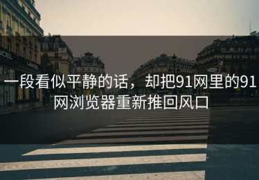 一段看似平静的话，却把91网里的91网浏览器重新推回风口