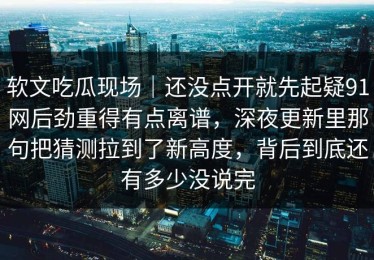软文吃瓜现场｜还没点开就先起疑91网后劲重得有点离谱，深夜更新里那句把猜测拉到了新高度，背后到底还有多少没说完