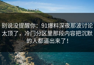 别说没提醒你：91爆料深夜那波讨论太顶了，冷门分区里那段内容把沉默的人都逼出来了！