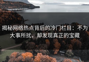 揭秘网络热点背后的冷门栏目：不为大事所扰，却发现真正的宝藏