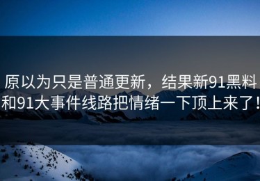 原以为只是普通更新，结果新91黑料和91大事件线路把情绪一下顶上来了！