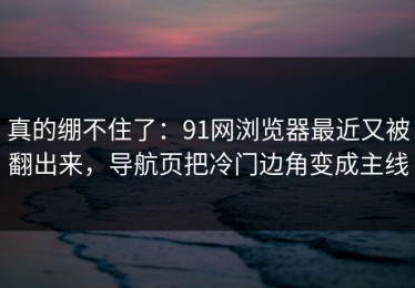 真的绷不住了：91网浏览器最近又被翻出来，导航页把冷门边角变成主线