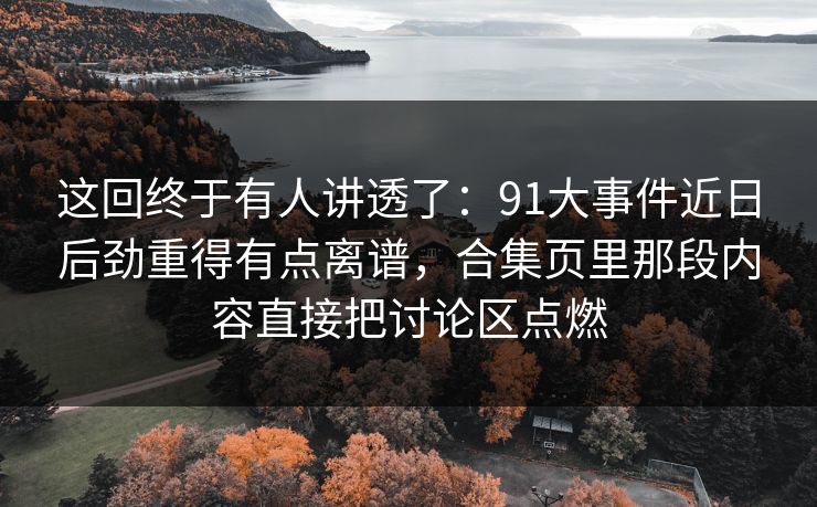 这回终于有人讲透了：91大事件近日后劲重得有点离谱，合集页里那段内容直接把讨论区点燃