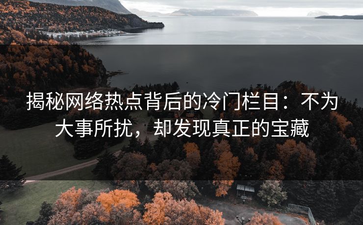 揭秘网络热点背后的冷门栏目：不为大事所扰，却发现真正的宝藏