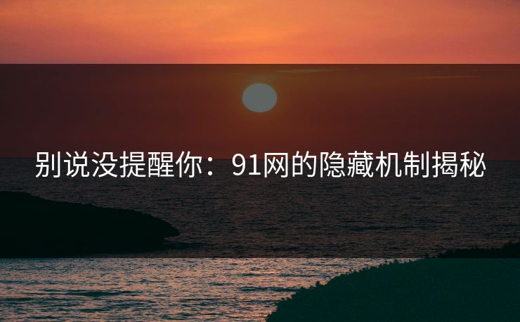 别说没提醒你：91网的隐藏机制揭秘