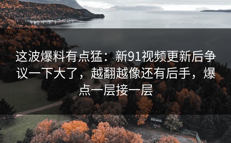 这波爆料有点猛：新91视频更新后争议一下大了，越翻越像还有后手，爆点一层接一层