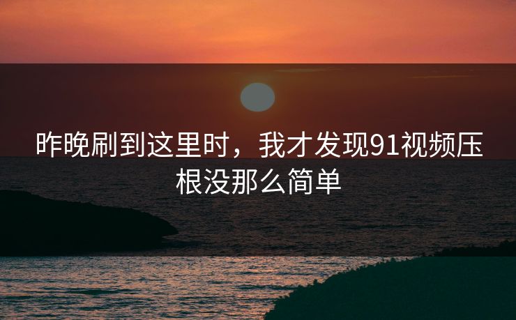昨晚刷到这里时，我才发现91视频压根没那么简单