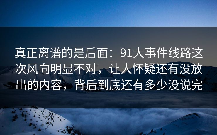 真正离谱的是后面：91大事件线路这次风向明显不对，让人怀疑还有没放出的内容，背后到底还有多少没说完