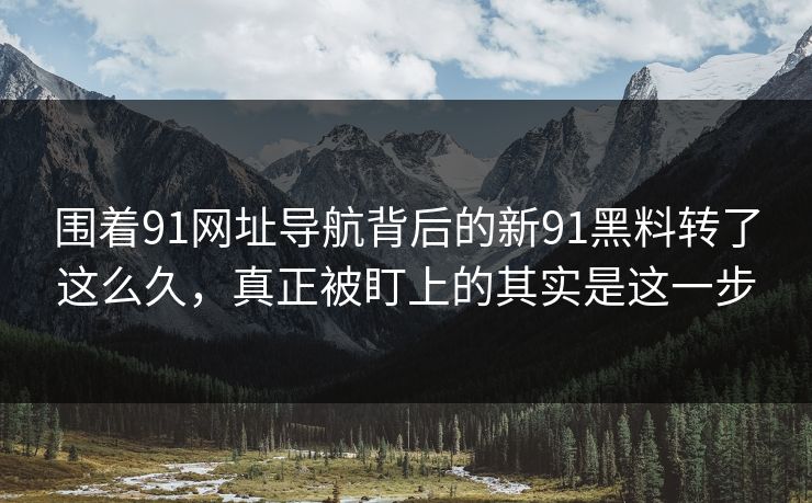 围着91网址导航背后的新91黑料转了这么久，真正被盯上的其实是这一步