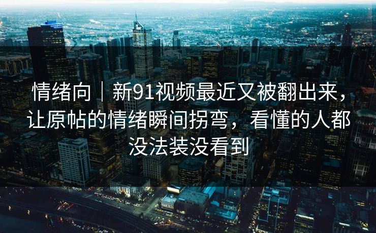 情绪向｜新91视频最近又被翻出来，让原帖的情绪瞬间拐弯，看懂的人都没法装没看到