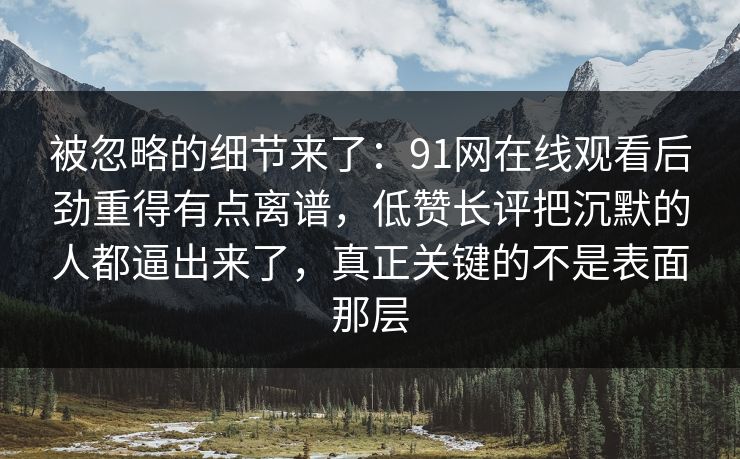 被忽略的细节来了：91网在线观看后劲重得有点离谱，低赞长评把沉默的人都逼出来了，真正关键的不是表面那层