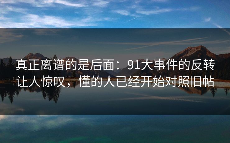 真正离谱的是后面：91大事件的反转让人惊叹，懂的人已经开始对照旧帖