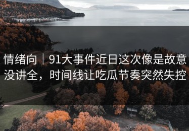 情绪向｜91大事件近日这次像是故意没讲全，时间线让吃瓜节奏突然失控
