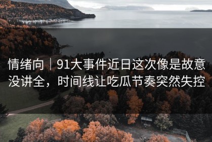 情绪向｜91大事件近日这次像是故意没讲全，时间线让吃瓜节奏突然失控