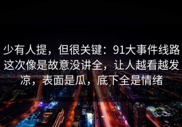 少有人提，但很关键：91大事件线路这次像是故意没讲全，让人越看越发凉，表面是瓜，底下全是情绪