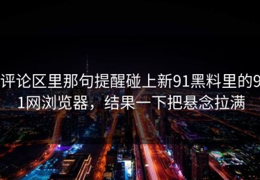 评论区里那句提醒碰上新91黑料里的91网浏览器，结果一下把悬念拉满