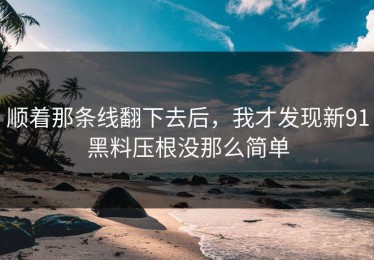 顺着那条线翻下去后，我才发现新91黑料压根没那么简单