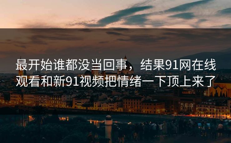 最开始谁都没当回事，结果91网在线观看和新91视频把情绪一下顶上来了