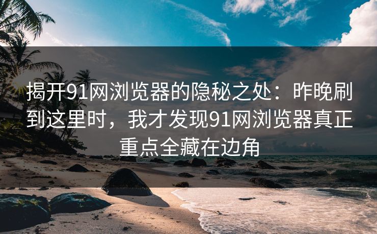 揭开91网浏览器的隐秘之处：昨晚刷到这里时，我才发现91网浏览器真正重点全藏在边角