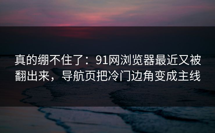 真的绷不住了：91网浏览器最近又被翻出来，导航页把冷门边角变成主线